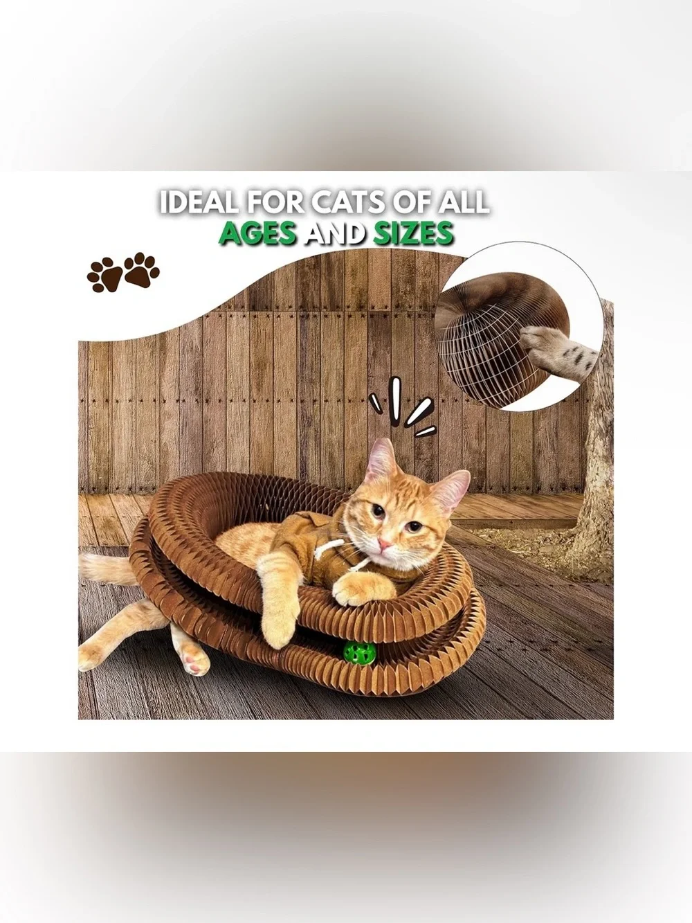 Cat Toy Magic Organ Cat Scratcher Cardboard with Bell Balls, Foldable Design